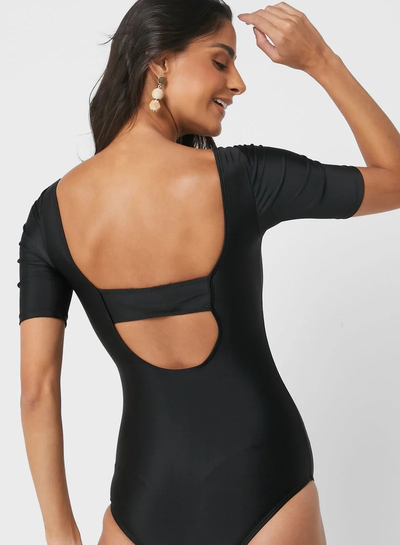 ELLA Solid One Piece Swimsuit