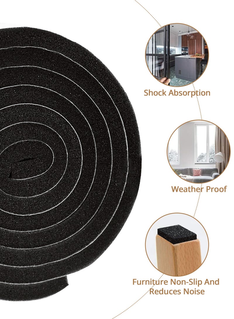 Hahamiya Sliding Window Foam Weatherstripping Suitable for sliding window/door frame sides, door gap windproofing Self-adhesive window sealing tape Soundproofing & winter insulation Dimensions (15mm x 10mm x 2m) Black 2 rolls per pack - Image 3