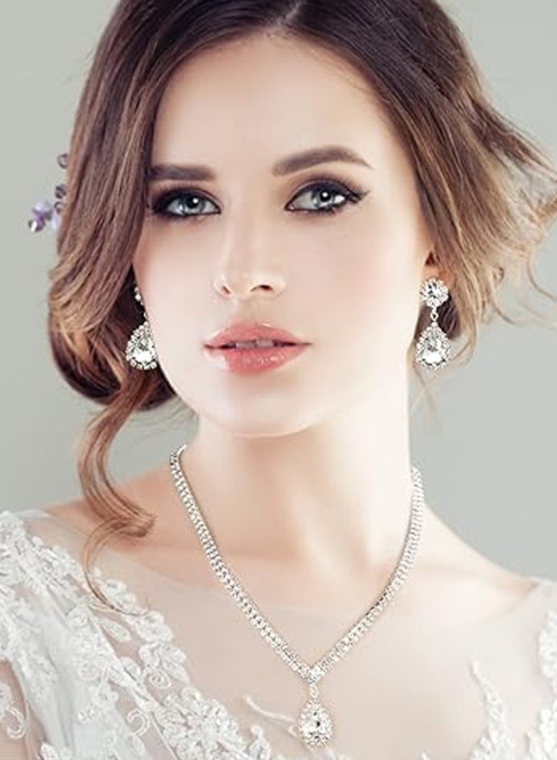 DUNISO 6Pcs Clutch Bag Rhinestone Jewelry Set with Necklace Earrings Bracelets Ring Rhinestone Purse Bag Glitter Evening Bag Wedding Bridal Bridesmaid Costume Jewelry Set for Women and Girls Dress Accessorie - Image 5