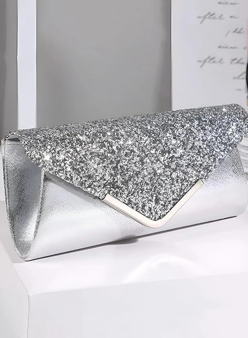 DUNISO 6Pcs Clutch Bag Rhinestone Jewelry Set with Necklace Earrings Bracelets Ring Rhinestone Purse Bag Glitter Evening Bag Wedding Bridal Bridesmaid Costume Jewelry Set for Women and Girls Dress Accessorie - Image 3