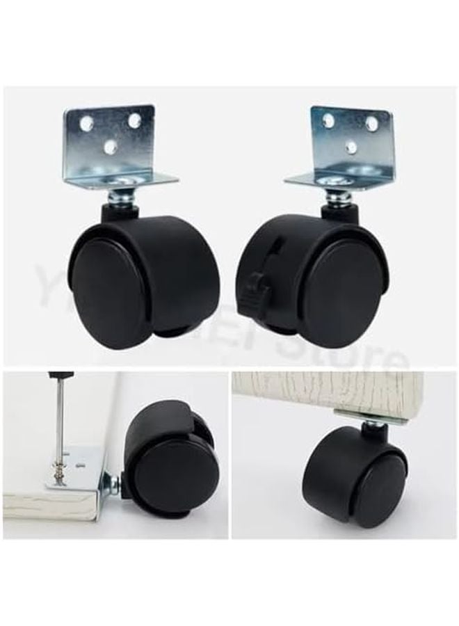 4Pcs 1 5 Inch Silent Flat Casters With Brake Plastic Furniture Office Cabinet Wheels - Image 3