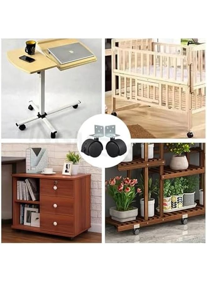 4Pcs 1 5 Inch Silent Flat Casters With Brake Plastic Furniture Office Cabinet Wheels - Image 4