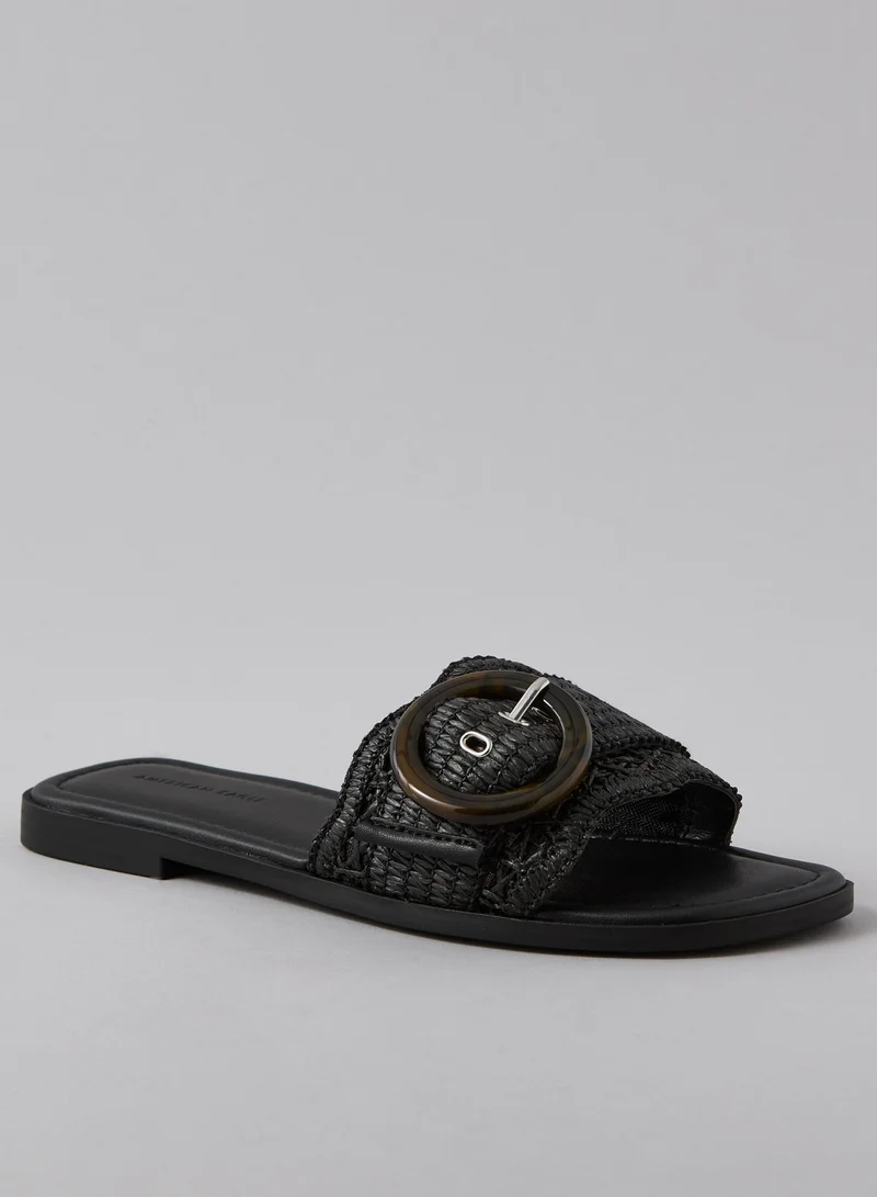 American Eagle AE Raffia Buckle Slide Sandal