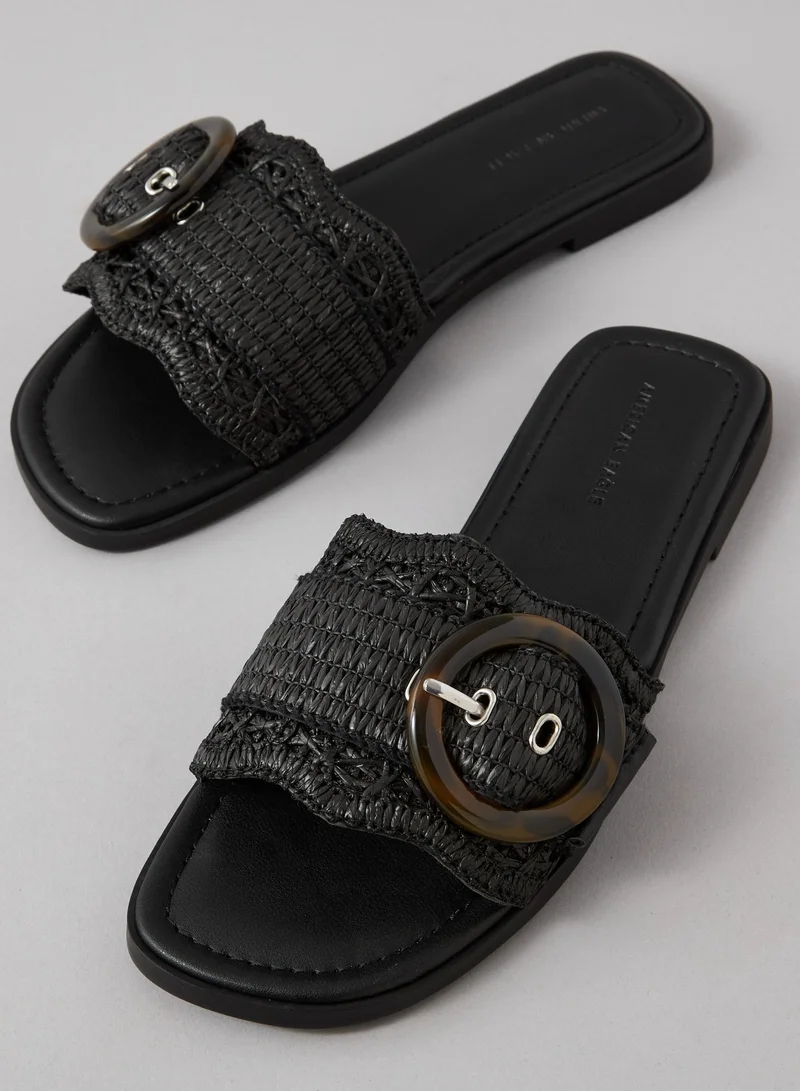 American Eagle AE Raffia Buckle Slide Sandal