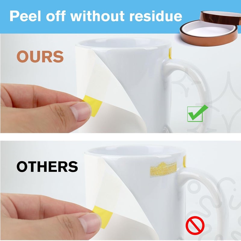 A-SUB Heat Resistant Tape 2 Rolls 10mmX33m (108FT) for Sublimation Heat Press, No Residue Heat Transfer High Temperature Tape - Image 4