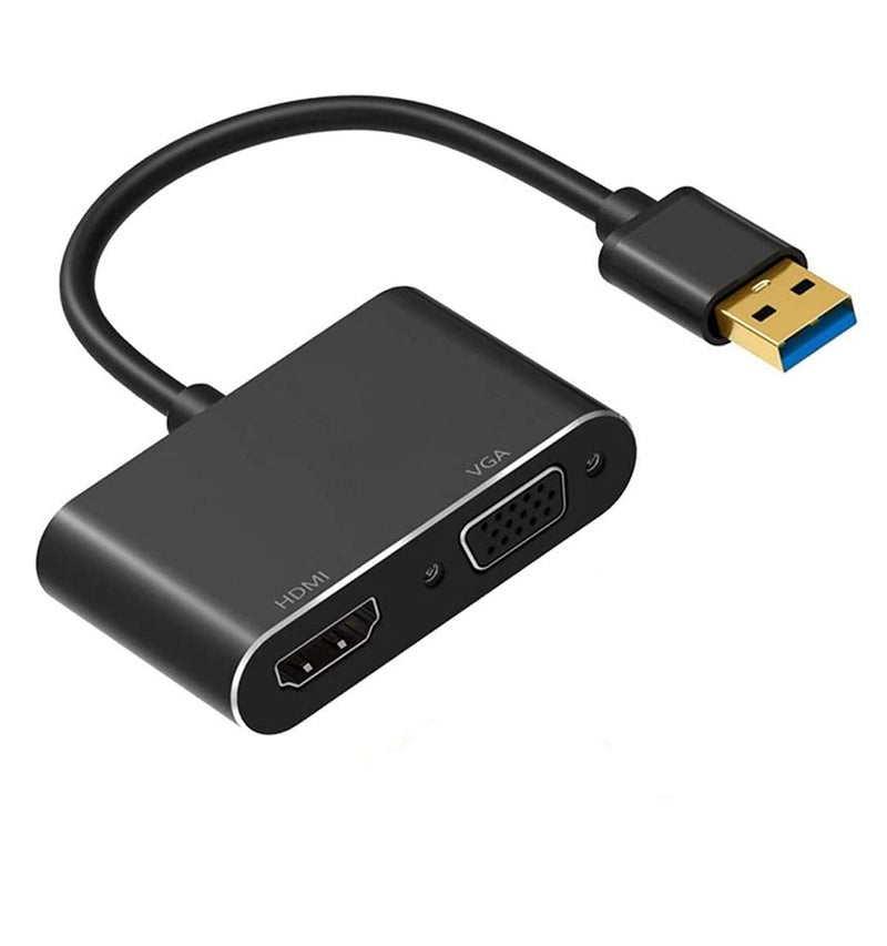 CARE CASE ® USB 3.0 to HDMI & VGA, 2 in 1 Adapter USB 3.0 to VGA/HDMI Adapter Converter Dual Multi External Display Sync Output 4K HD 1080P Support Windows 7 8 10 [ONLY for Windows] - Image 1