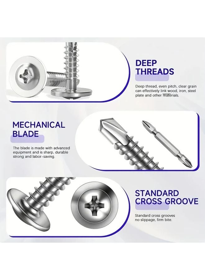 49pcs Heavy Duty Stainless Steel Self Tapping Screws Assortment Kit 38mm - Image 5