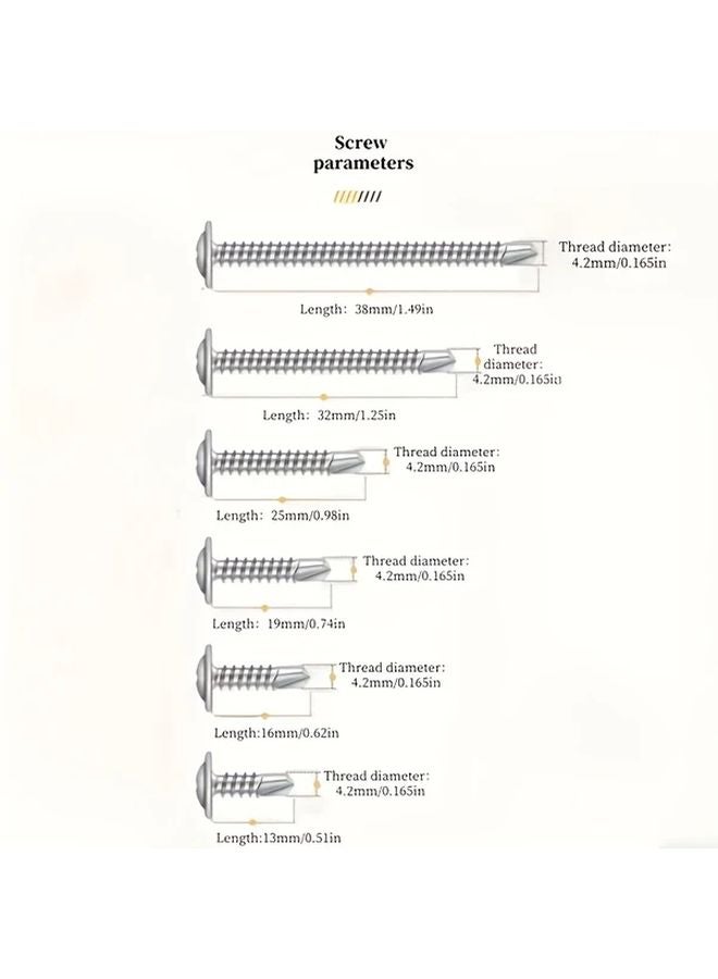49pcs Heavy Duty Stainless Steel Self Tapping Screws Assortment Kit 38mm - Image 4