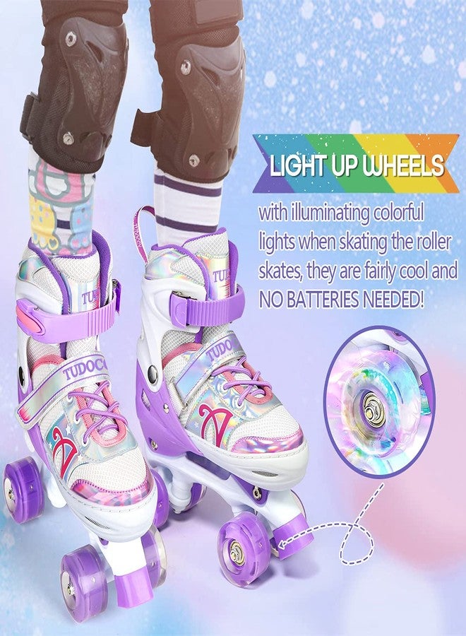 Tudoccy Roller Skates for Kids, Shine Skates 4 Size Adjustable Roller Skates with Light up Wheels for Girls, Teens, Outdoor Rollerskates for Beginners & Advanced | Purple, S - 10C-13C (Small, Purple) - Image 3