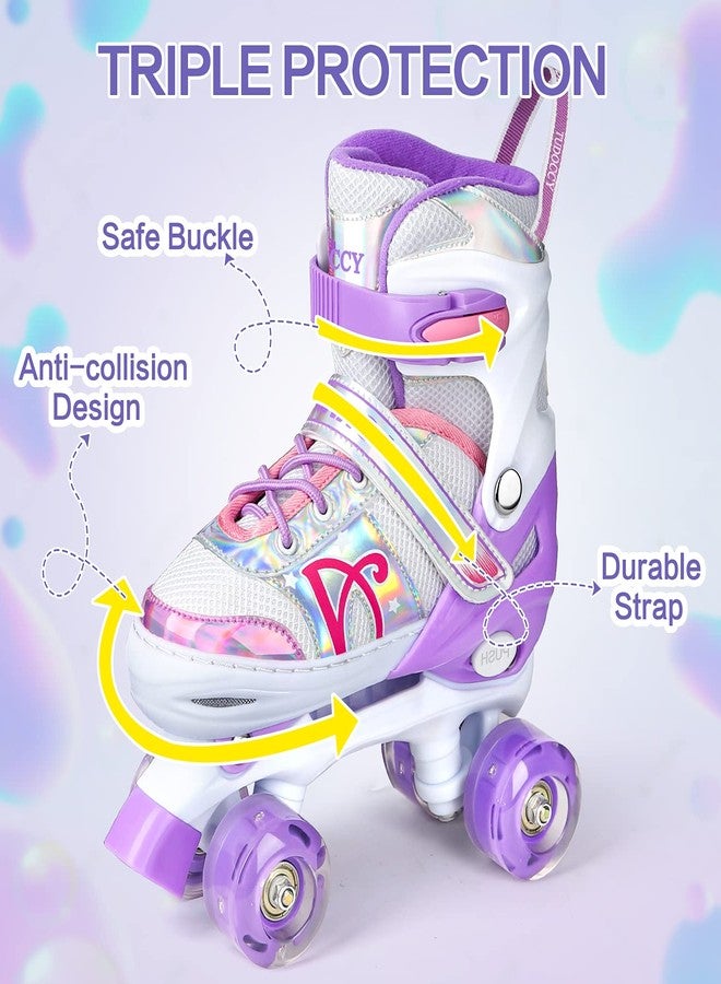 Tudoccy Roller Skates for Kids, Shine Skates 4 Size Adjustable Roller Skates with Light up Wheels for Girls, Teens, Outdoor Rollerskates for Beginners & Advanced | Purple, S - 10C-13C (Small, Purple) - Image 4