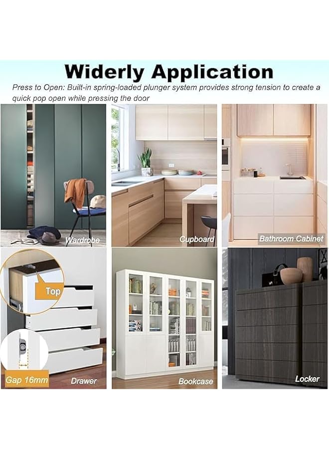 promass Magnetic Push Latch, Push-Open Cabinet Hardware Door Latch, Heavy Duty Magnet Push Release Door Latch for Kitchens, RVs, Closets, Tips (Silver 4pc) - Image 5