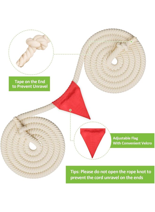 يُسلِّم حبل شد الحبل مع علم للطلاب والكبار، حبل معركة قطني ناعم للأنشطة الميدانية، وألعاب التخييم والنزهات في الهواء الطلق، وأنشطة بناء الفريق (أبيض، 19.69 قدم) - Image 2