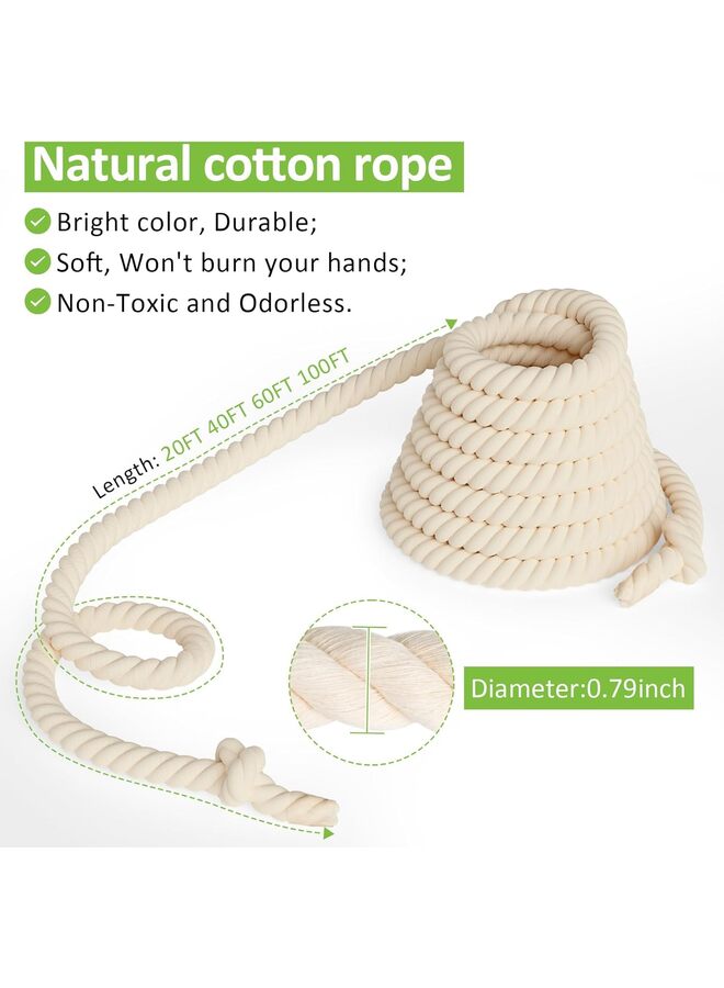 يُسلِّم حبل شد الحبل مع علم للطلاب والكبار، حبل معركة قطني ناعم للأنشطة الميدانية، وألعاب التخييم والنزهات في الهواء الطلق، وأنشطة بناء الفريق (أبيض، 19.69 قدم) - Image 4