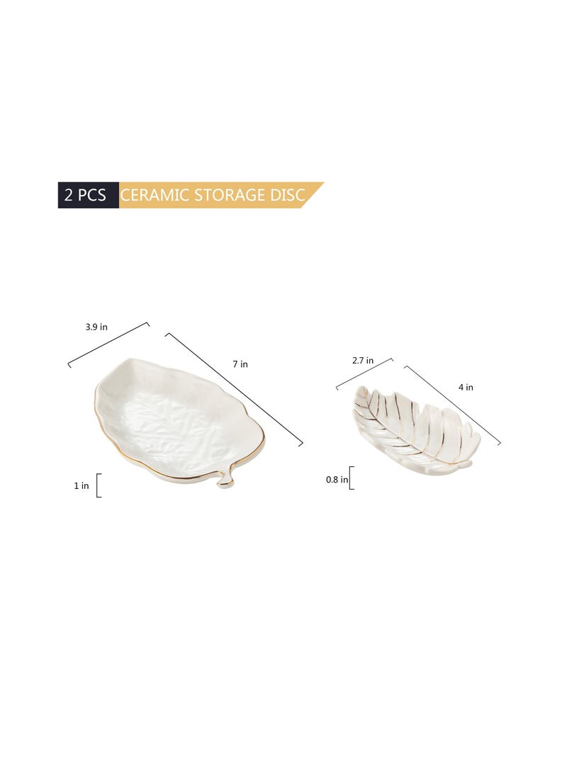 Excefore Leaf-Shaped Ceramic Jewelry Dish Set for Rings, Necklaces, Bracelets, Unique Gift for Loved Ones - Image 4