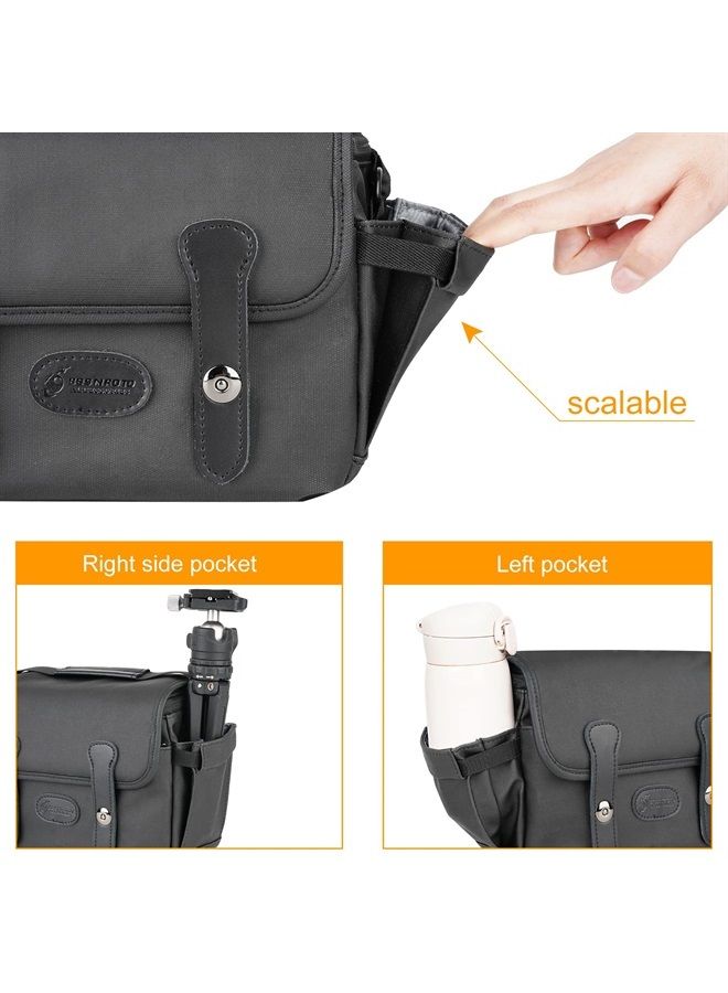 Besnfoto Small Camera Bag for Photographer DSLR Camera Shoulder Bag Purse Waterproof Compact Mirrorless Camera Case with Tripod Holder, Black  - Image 3