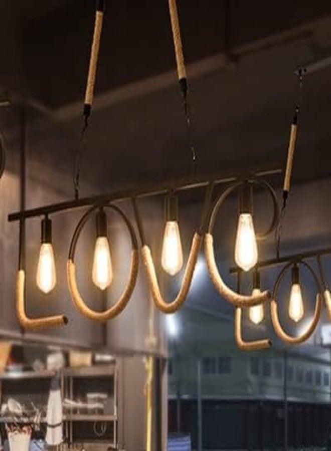 PRIYA LIGHT مصباح سقف بتصميم الحب من بريا لايت، غطاء معدني مع حبل من الجوت، مصباح معلق مناسب للمنزل والمكتب والمطاعم، عبوة من قطعة واحدة - Image 2