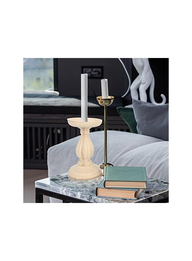 The Bros 2Pcs Unfinished Wooden Candle Holders Candlestick Holder Farmhouse Tealight Pillar Candle Holder for Candle Stand Table Centerpiece - Image 5