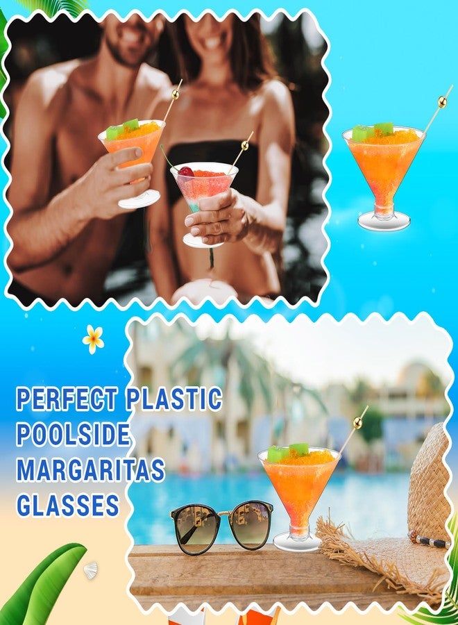 Baderke مجموعة بادركي من 24 كوب مارتيني بلاستيكي مع أعواد كوكتيل ذهبية لؤلؤية، أكواب كوكتيل صغيرة شفافة للاستخدام مرة واحدة، أكواب حلوى لحفلات الزفاف، النبيذ والمقبلات (بدون ساق 5 أونصة، قاعدة شفافة) - Image 5