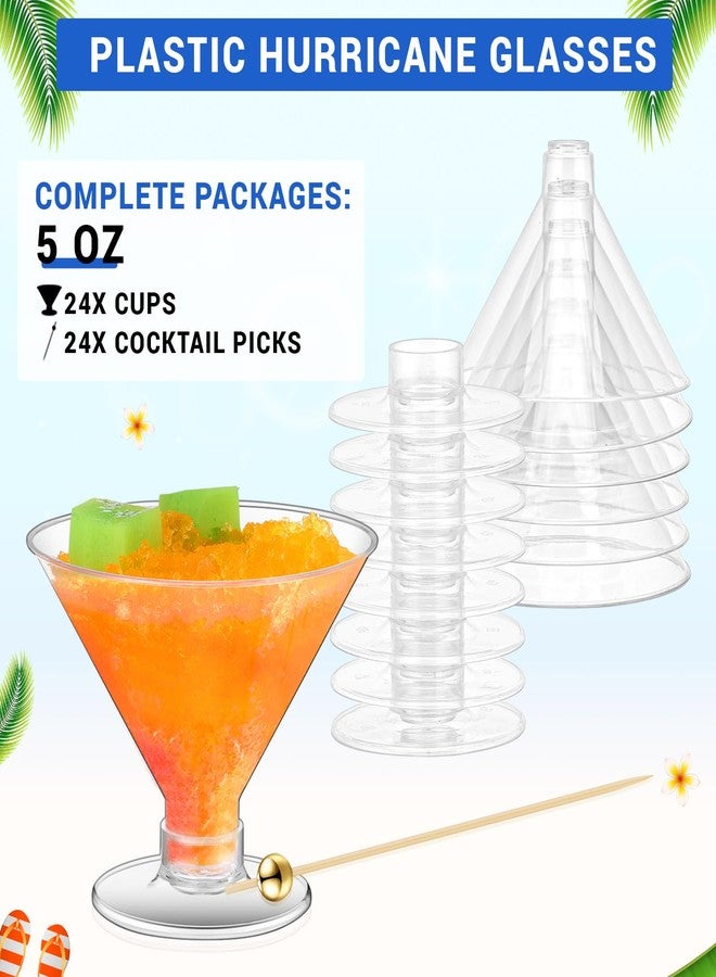 Baderke مجموعة بادركي من 24 كوب مارتيني بلاستيكي مع أعواد كوكتيل ذهبية لؤلؤية، أكواب كوكتيل صغيرة شفافة للاستخدام مرة واحدة، أكواب حلوى لحفلات الزفاف، النبيذ والمقبلات (بدون ساق 5 أونصة، قاعدة شفافة) - Image 3