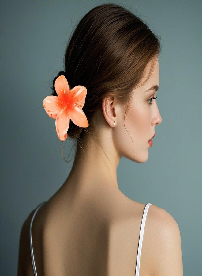 BIG BOX 3 pcs Flower Hair Clips,Hair Claw Clips,for Women Girls Thin Thick Curly Hair,Strong Non-slip,Beach Vacation Wedding Party Bridal Hair Accessories Seaside Holiday Hawaiian Beach (ORANGE 1+ 2 MINI PLUMERIA) - Image 5