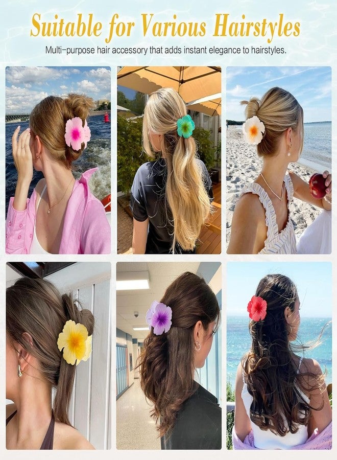 BIG BOX 3 pcs Flower Hair Clips,Hair Claw Clips,for Women Girls Thin Thick Curly Hair,Strong Non-slip,Beach Vacation Wedding Party Bridal Hair Accessories Seaside Holiday Hawaiian Beach (ORANGE 1+ 2 MINI PLUMERIA) - Image 2