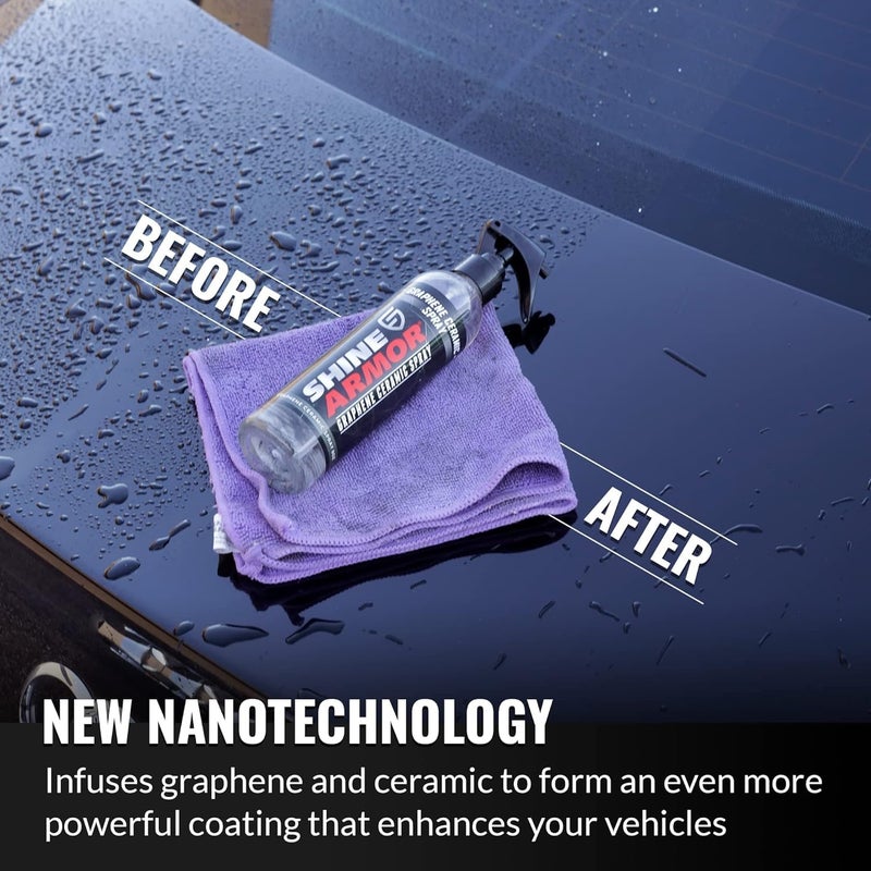 SHINE ARMOR Graphene Ceramic Coating for Cars | Next Gen Car Wax Spray | Protect Paint Work with Highly Concentrated Hydrophobic Ceramic Detail Top Coat for Motorbikes, Trucks and Boats - Image 4