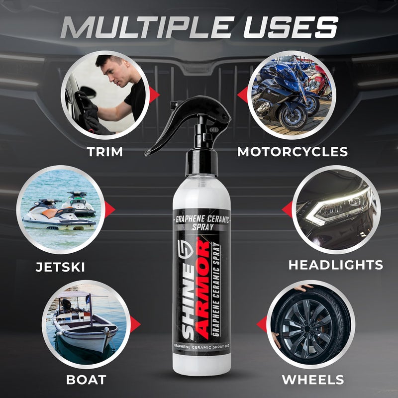 SHINE ARMOR Graphene Ceramic Coating for Cars | Next Gen Car Wax Spray | Protect Paint Work with Highly Concentrated Hydrophobic Ceramic Detail Top Coat for Motorbikes, Trucks and Boats - Image 5
