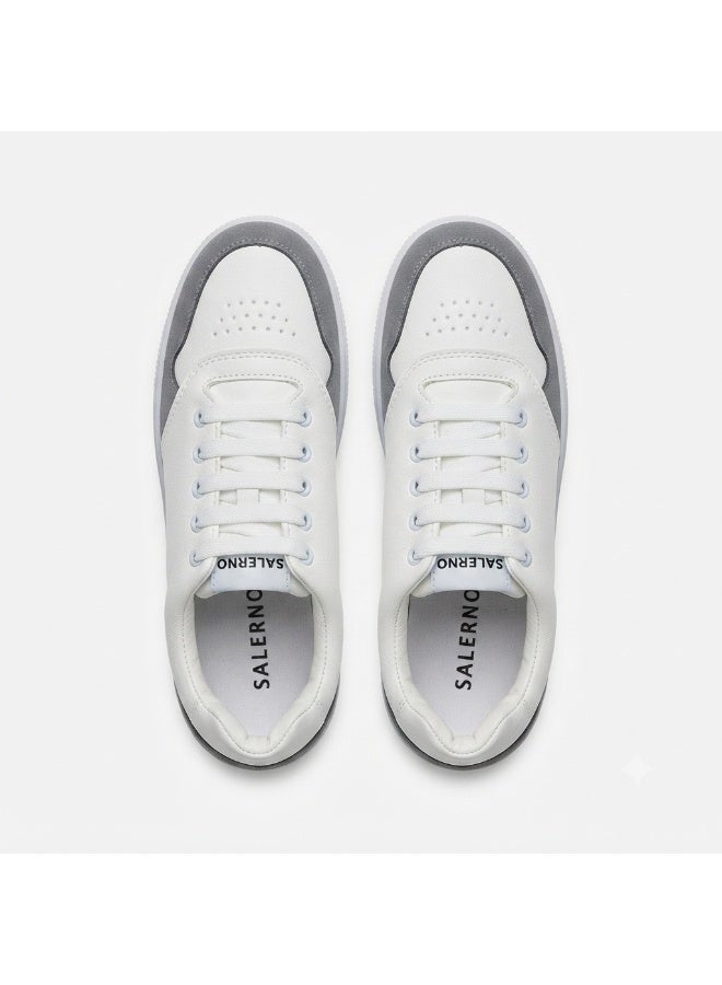 Men’S Casual Lace-Up Low-Top Sneakers With Mixed-Texture Details And Thick Sole – Comfortable Everyday Shoes For Work And Outings - Image 3