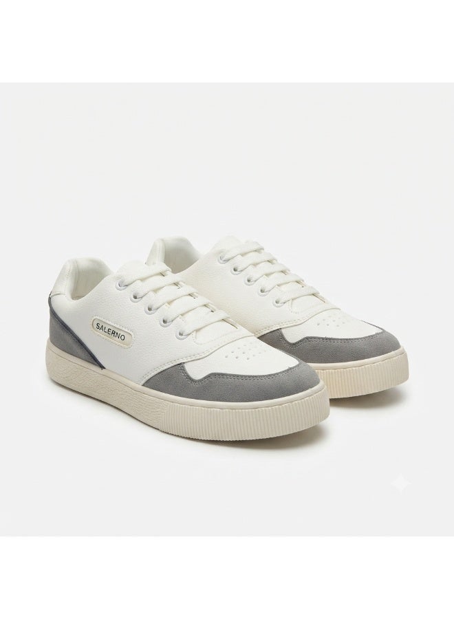 Men’S Casual Lace-Up Low-Top Sneakers With Mixed-Texture Details And Thick Sole – Comfortable Everyday Shoes For Work And Outings - Image 2