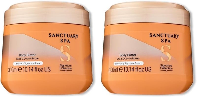Sanctuary Spa Body Butter Women No Mineral Oil Cruelty Free Vegan Cocoa Butter Shea Butter Moisturiser 300ml Pack of 2