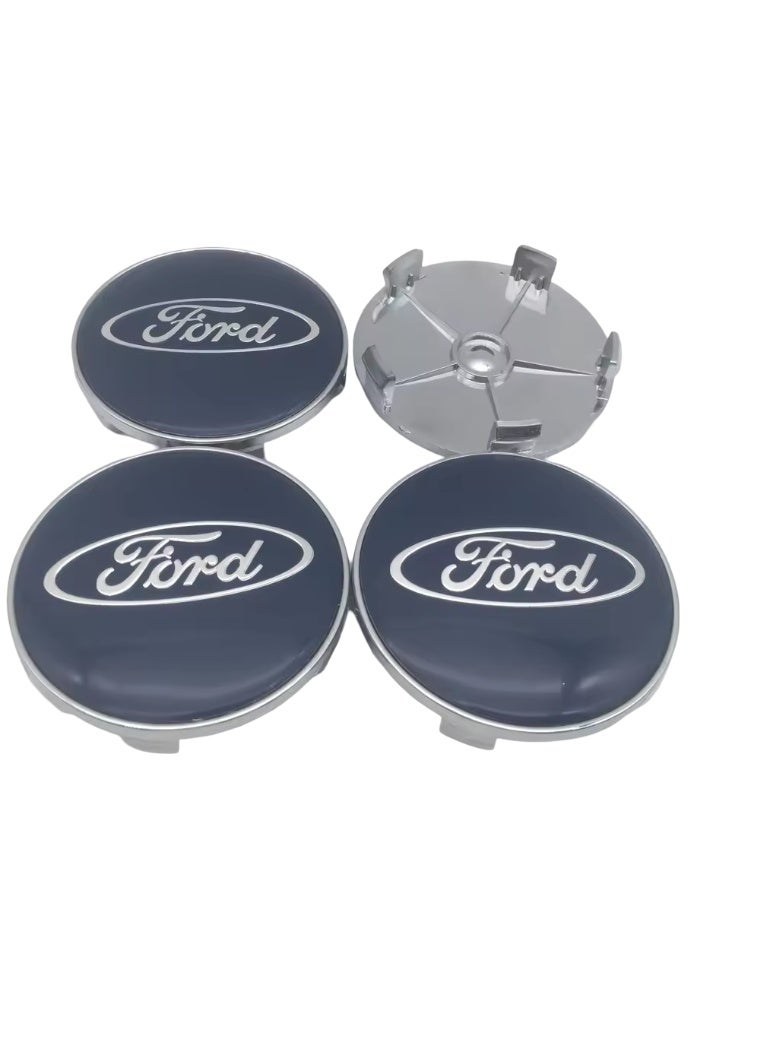 فورد أغطية مركز عجلات السيارة مقاس 56 مم باللون الأزرق لسيارات فورد | طقم 4 قطع | تركيب سهل - Image 1