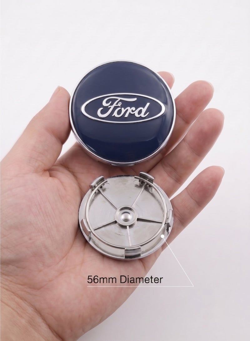 56mm Wheel Center Hub Caps for Ford, Set of 4 Blue OEM Style Alloy Rim Covers Easy Snap Fit Replacement, Durable Wheel Center Caps ,Compatible with Ford Vehicles - Image 3