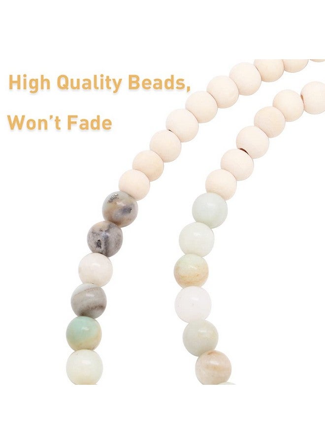 سي&إل أكسيسوريز أحزمة لبطاقات الهوية، حزام خشبي من الخرز الطبيعي لحامل النظارات، حزام لسلاسل النظارات للنساء (حجر الأمازونيت) - Image 5