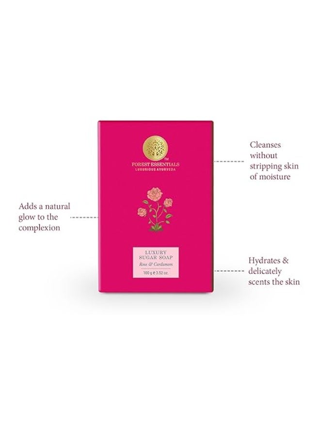 Forest Essentials Rose & Cardamom Soap | Ayurvedic Scented Handmade Bath Soap | Gently Cleanses & Softens Skin | With Natural Oils & Raw Cane Sugar - Image 3