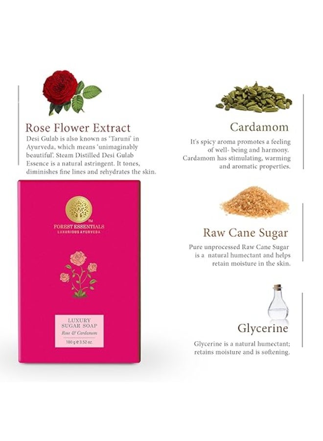Forest Essentials Rose & Cardamom Soap | Ayurvedic Scented Handmade Bath Soap | Gently Cleanses & Softens Skin | With Natural Oils & Raw Cane Sugar - Image 4
