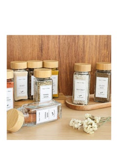 MahMir MahMir 24 Pcs Spice Jars with Labels 4oz Glass Spice Jars with Bamboo Lids 120 Labels Stickers, Shaker Lids, Collapsible Funnel, 2 Pens Seasoning Storage Bottles for Spice Rack, Cabinet Drawer  - Image 5