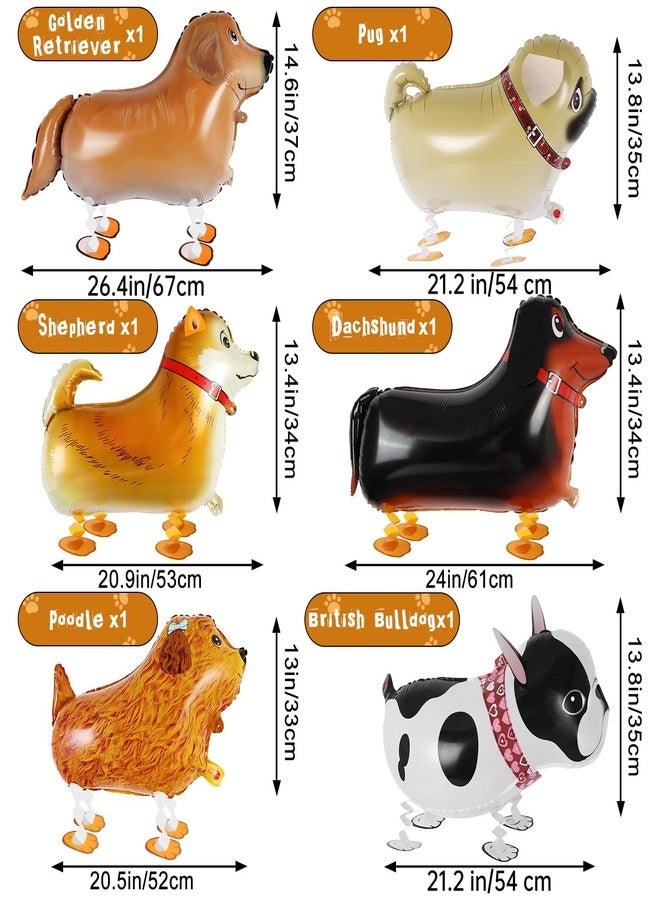 KINYFY 6 Pcs Walking Dog Balloons for Kids,Dog Birthday Balloons,Walking Animal Foil Mylar Balloon,Dog Birthday Decorations for Dog Theme Party Supplies (Dog) - Image 2