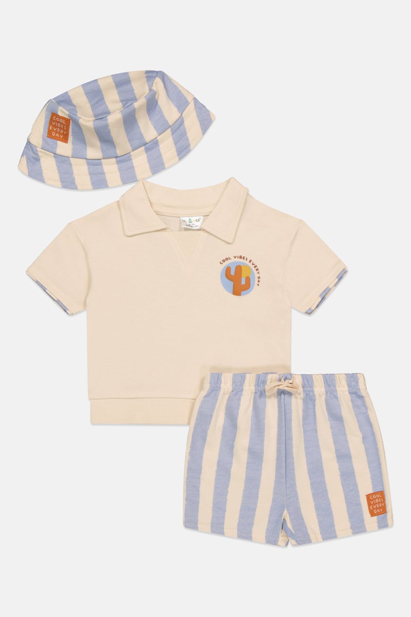 Lily & Jack Toddlers Boy 3 Pcs Graphic Print T-Shirt And Shorts With Hat Set, Multicolor - Image 4