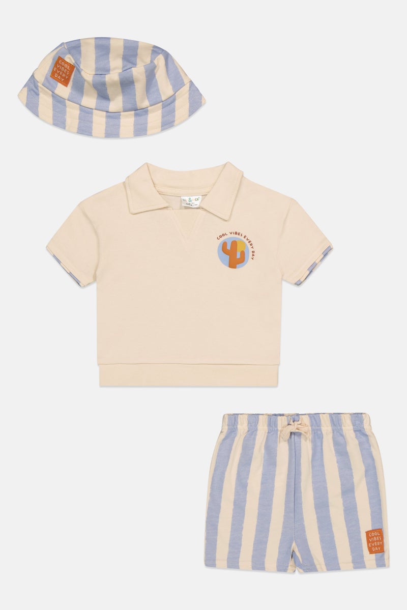 Lily & Jack Toddlers Boy 3 Pcs Graphic Print T-Shirt And Shorts With Hat Set, Multicolor - Image 2