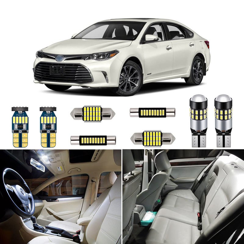 مجموعة أضواء LED داخلية بيضاء مكونة من 13 قطعة لسيارة تويوتا أفالون 2013 2014 2015 2016 2017 2018 فائقة السطوع 6000K