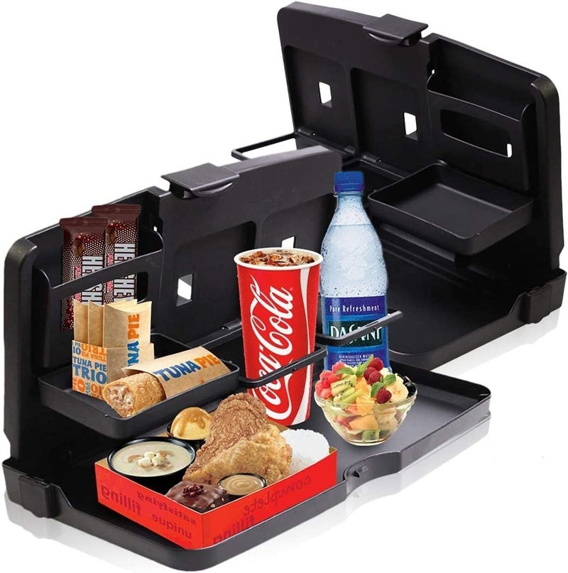 ZONETECH MultiFunctional Portable Foldable Car Backseat Tray Desk 2 Pack Black Vehicle Table for Food Meal Snack Laptop Stay Organized When on The Go 1Pack
