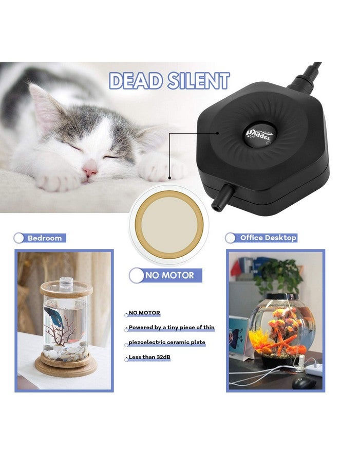 هايغر مضخة هواء صغيرة هادئة لحوض السمك مع مضخة تهوية أكسجين لحوض أسماك البيتا مع أنبوب حجري هوائي وكأس شفط لحوض سمك سعة 0.5-15 جالون - Image 2