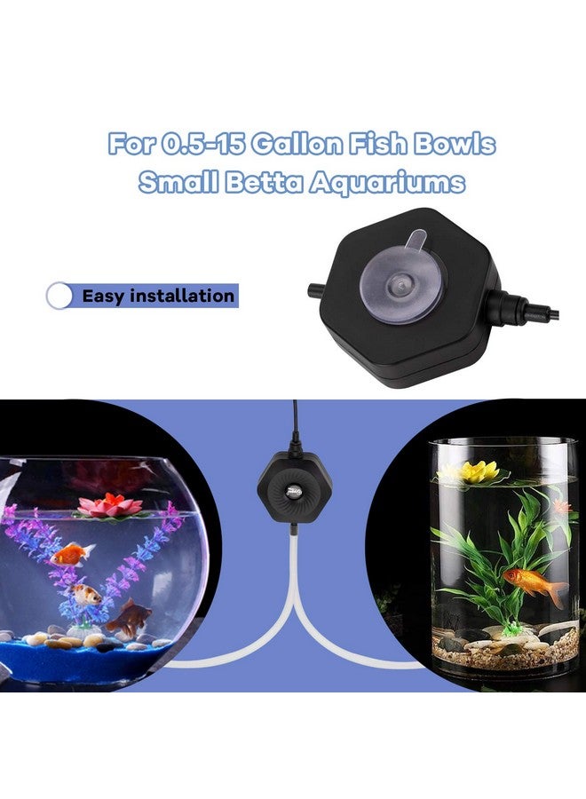 هايغر مضخة هواء صغيرة هادئة لحوض السمك مع مضخة تهوية أكسجين لحوض أسماك البيتا مع أنبوب حجري هوائي وكأس شفط لحوض سمك سعة 0.5-15 جالون - Image 4