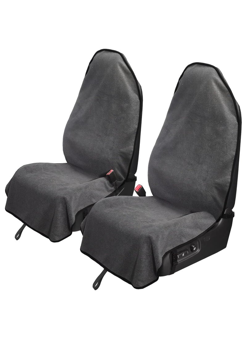 Starwell 2pcs Grey Waterproof Towel Auto Car Seat Cover Protector Machine Washable - Fit Yoga Running Crossfit Athletes Beach Swimming Outdoor Sports  - Image 1