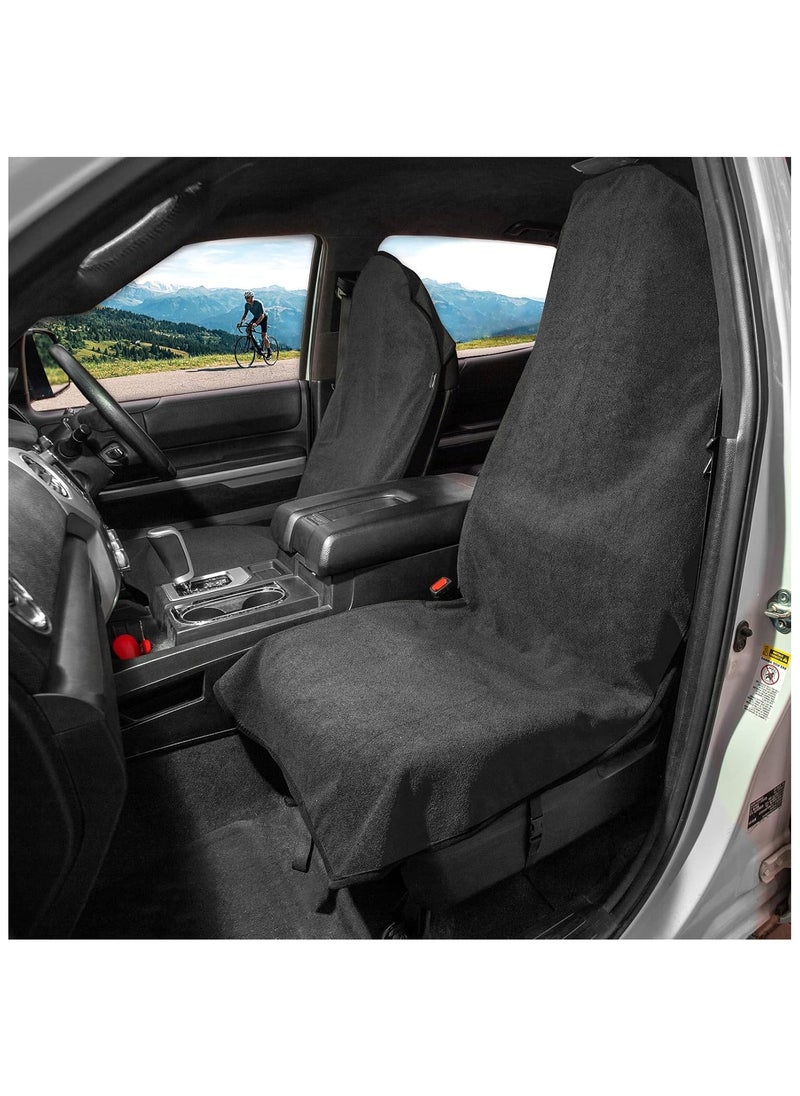 Starwell 2pcs Grey Waterproof Towel Auto Car Seat Cover Protector Machine Washable - Fit Yoga Running Crossfit Athletes Beach Swimming Outdoor Sports  - Image 3