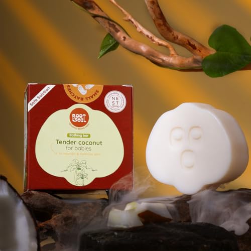 ROOT and SOIL - Tender Coconut Absolute Baby Bath Bar | Gentle for Newborns & Infants | 100% Natural & Herbal | Ethically Sourced | Sulphate-Free | Cruelty-Free | Preservative-Free | - 100 Grams. - Image 2