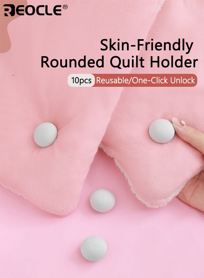 REOCLE 10pcs Quilt Fixers Anti-Run Buckles with Invisible Non-Slip Safety Clips Reusable Detachable Bed Sheet Holders for Mattress Bedding Home Use - Image 1