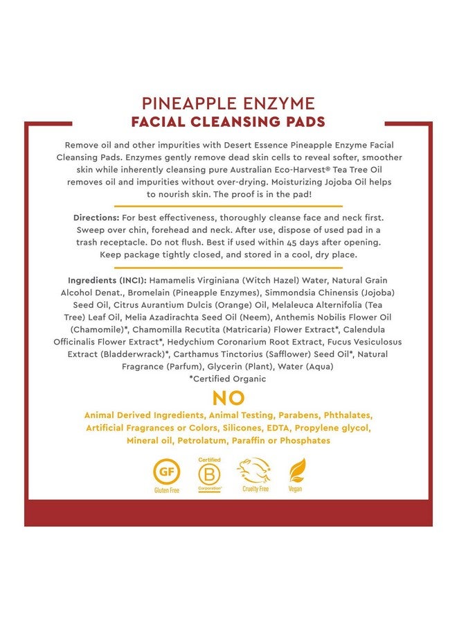 وسادات تنظيف إنزيم الأناناس 50 وسادة نباتية خالية من الغلوتين إنزيمات تقشير الوجه لتنظيف الوجه للحصول على بشرة صافية ومشرقة - Image 5