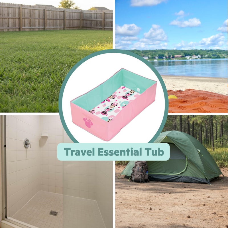 Bright Starts Disney Baby Minnie Mouse Tuckaway Toddler Folding Tub, Converts Shower to Bathtub, Folds to Store, Easy to Clean, Portable Baby Bathtub for Travel, 12M-5Y - Image 4