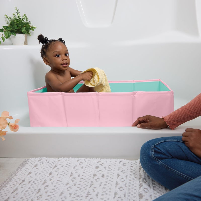 Bright Starts Disney Baby Minnie Mouse Tuckaway Toddler Folding Tub, Converts Shower to Bathtub, Folds to Store, Easy to Clean, Portable Baby Bathtub for Travel, 12M-5Y - Image 2